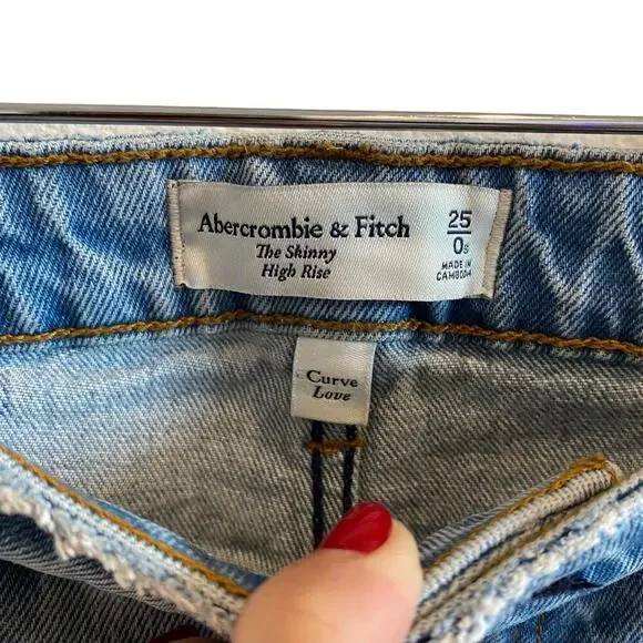 Abercrombie & Fitch The Skinny High Rise Curve Love With Raw Hem - Picture 10 of 11